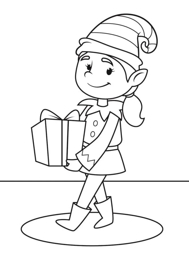 Elfo En El Estante Para Colorear 63