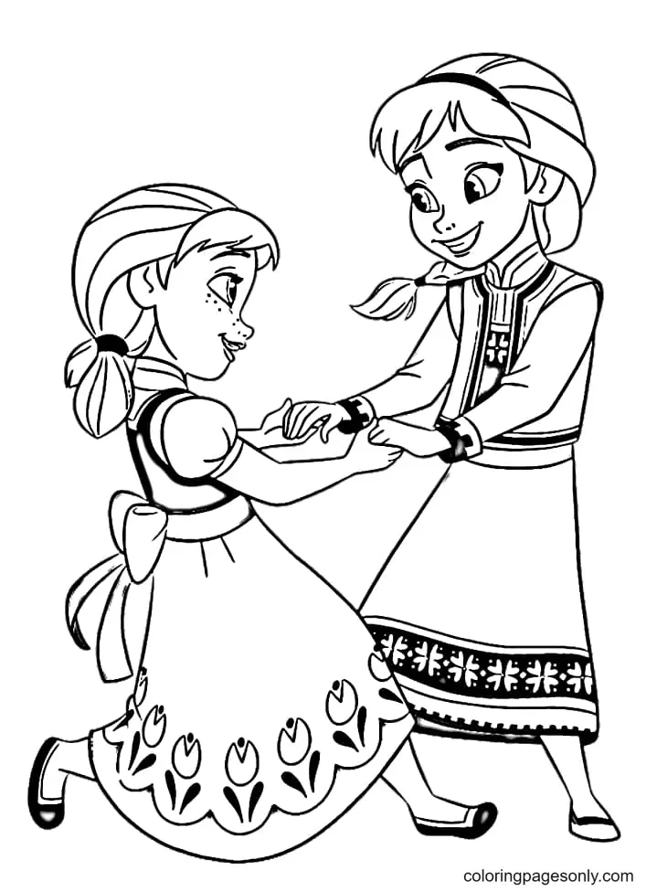 Elsa and Anna Coloring Pages 10