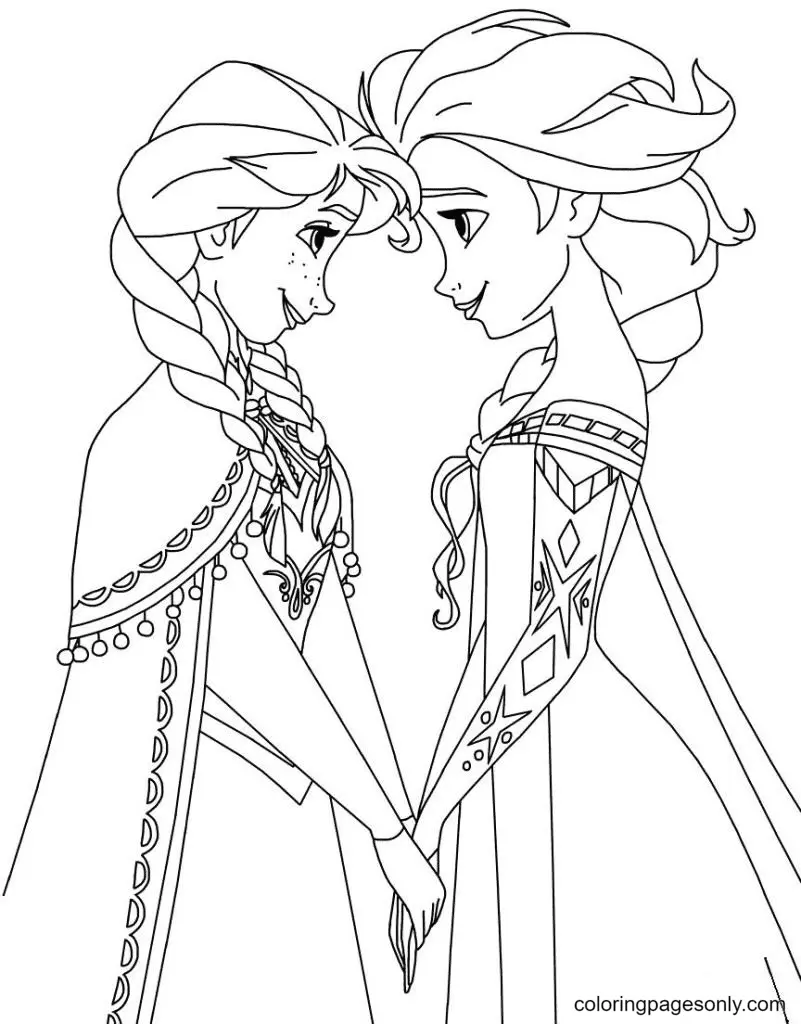 Elsa and Anna Coloring Pages 12