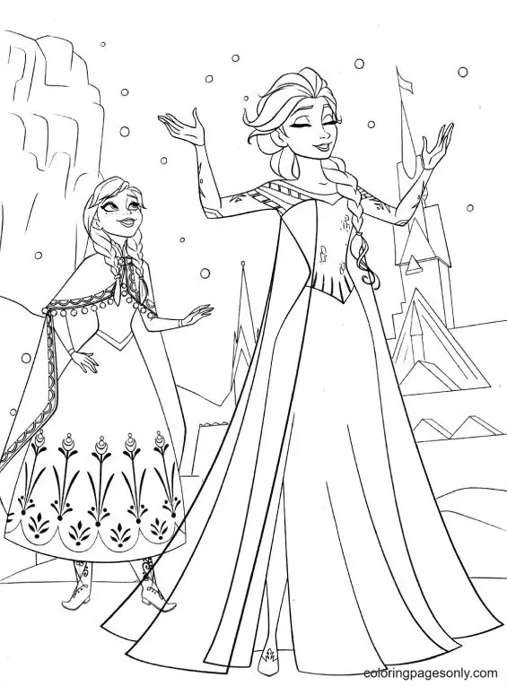 Elsa and Anna Coloring Pages 17