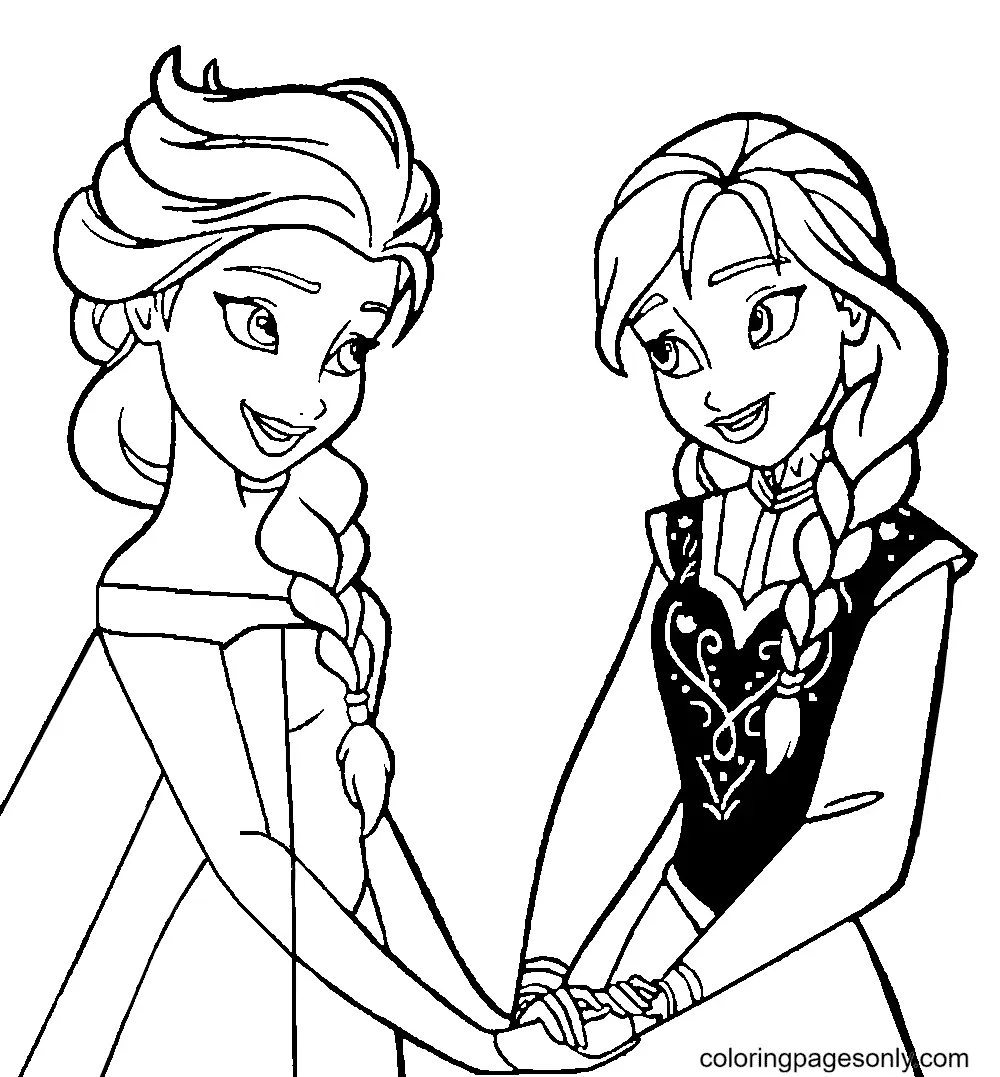 Elsa and Anna Coloring Pages 2