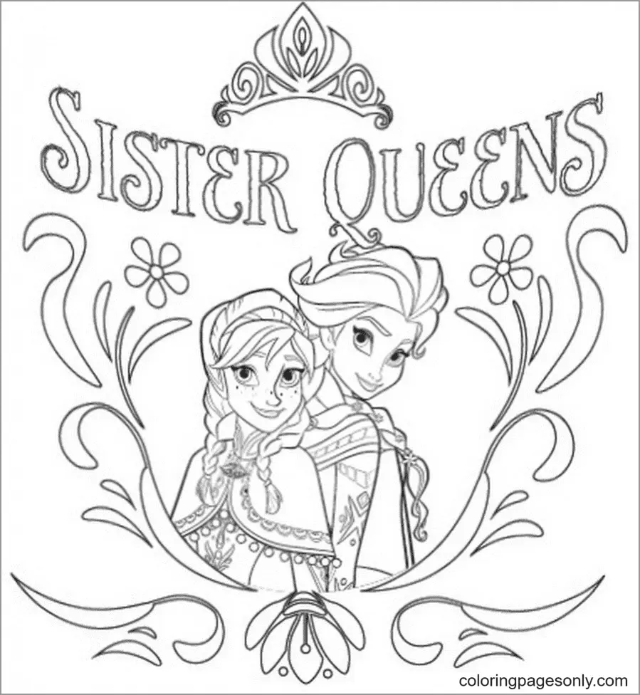 Elsa and Anna Coloring Pages 23