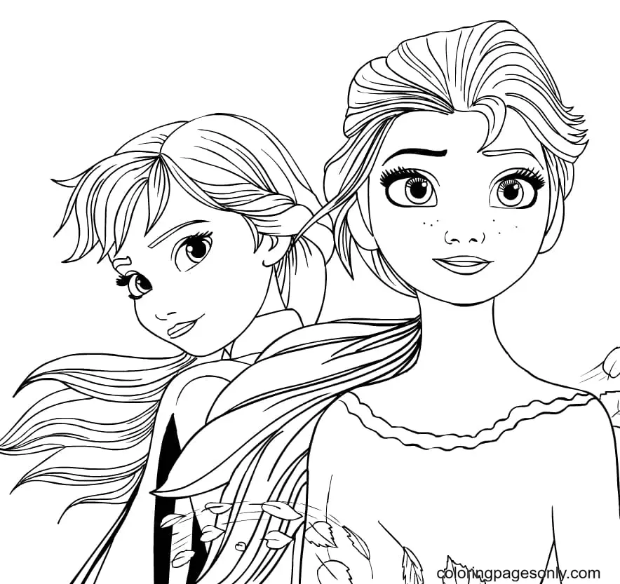 Elsa and Anna Coloring Pages 24