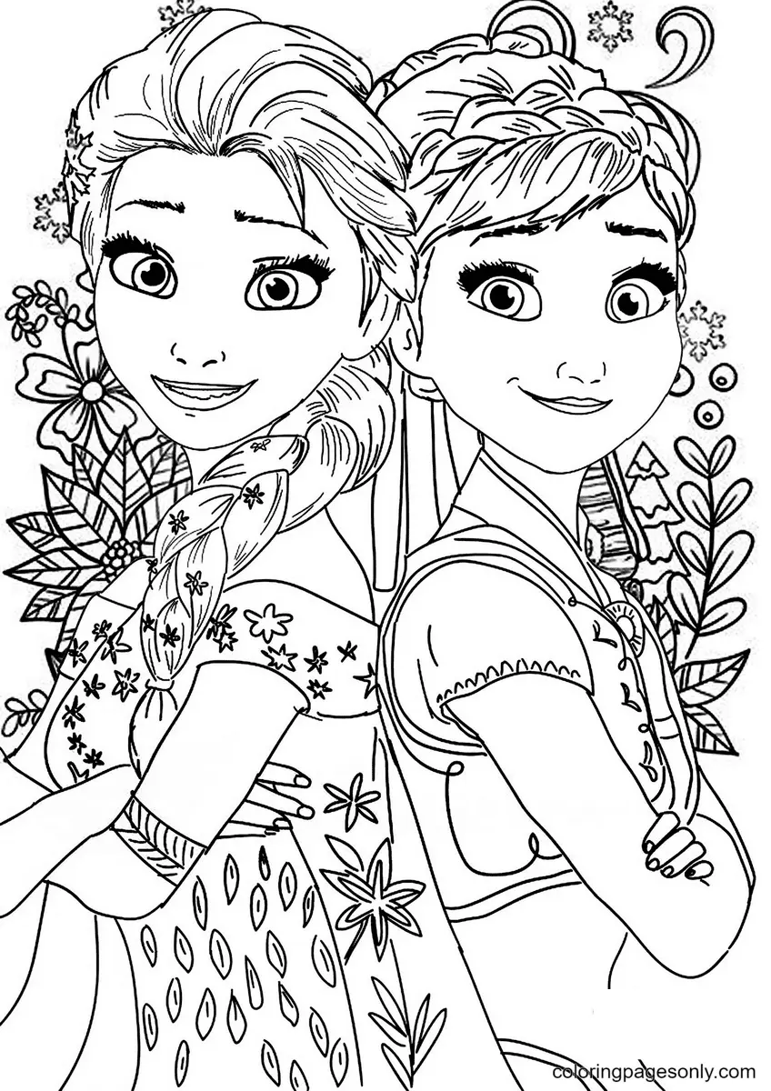 Elsa and Anna Coloring Pages 25