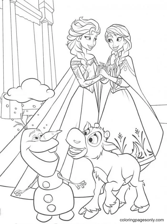 Elsa and Anna Coloring Pages 26