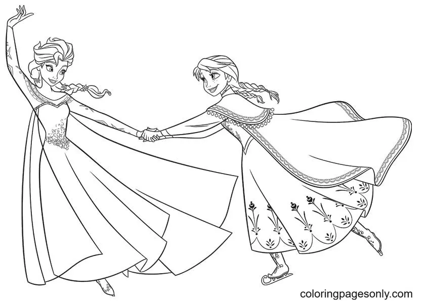 Elsa and Anna Coloring Pages 29