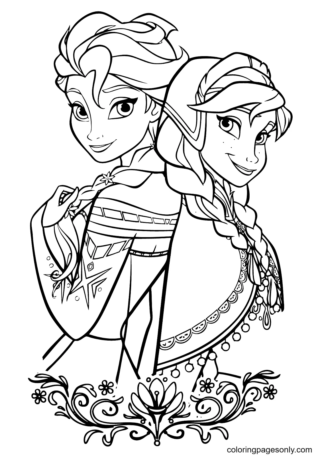 Elsa and Anna Coloring Pages 3