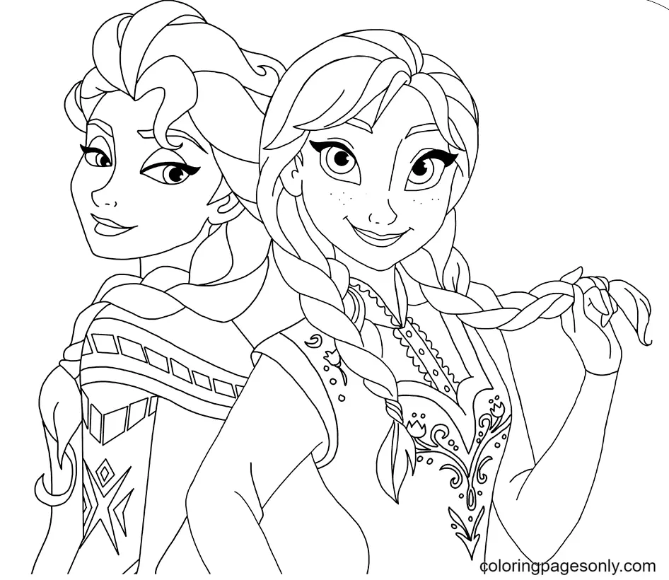 Elsa and Anna Coloring Pages 37