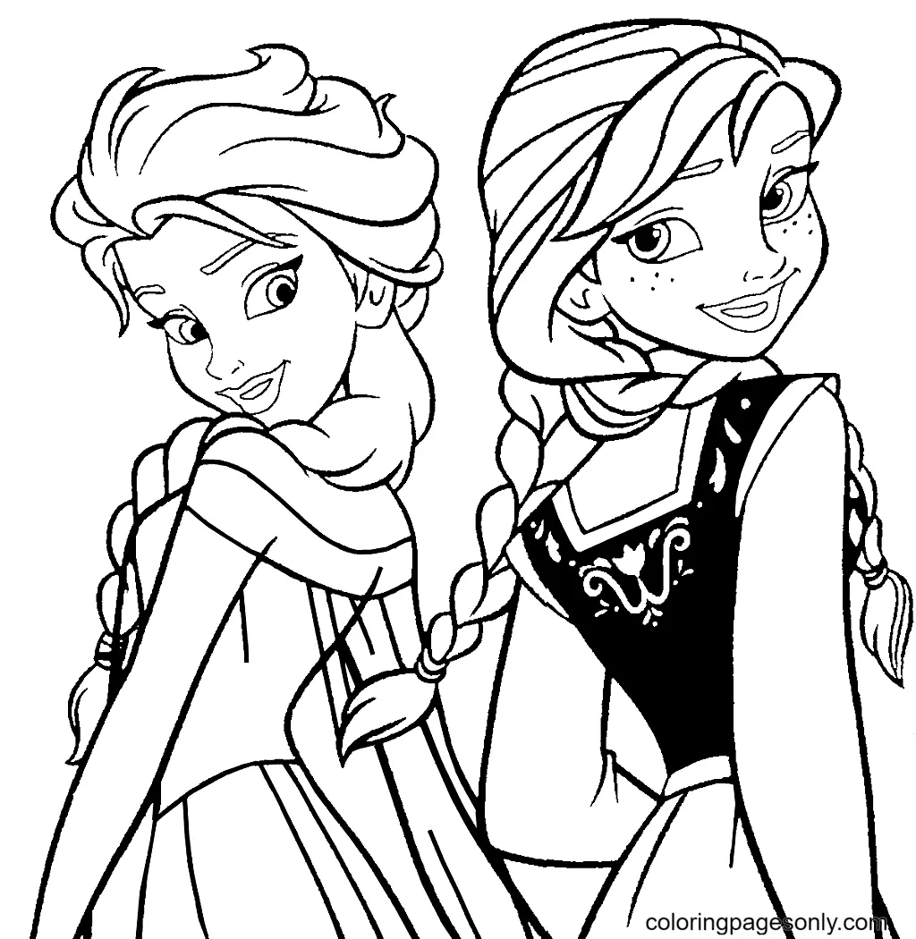 Elsa and Anna Coloring Pages 38