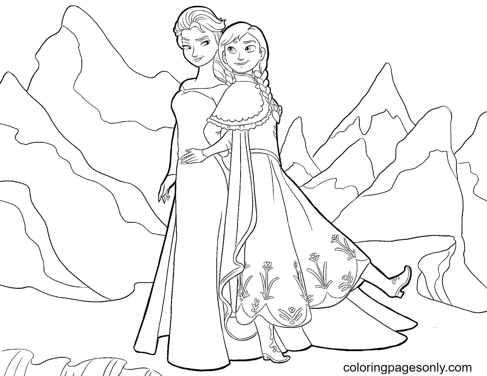 Elsa and Anna Coloring Pages 39