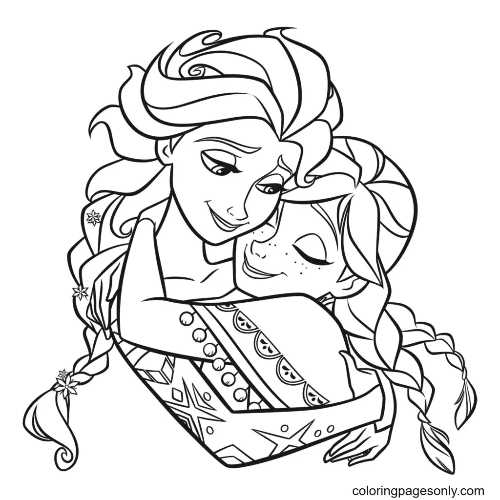 Elsa and Anna Coloring Pages 4