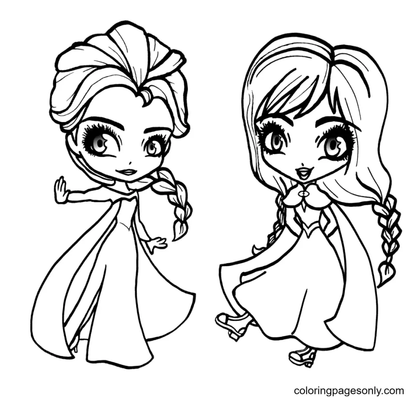 Elsa and Anna Coloring Pages 44
