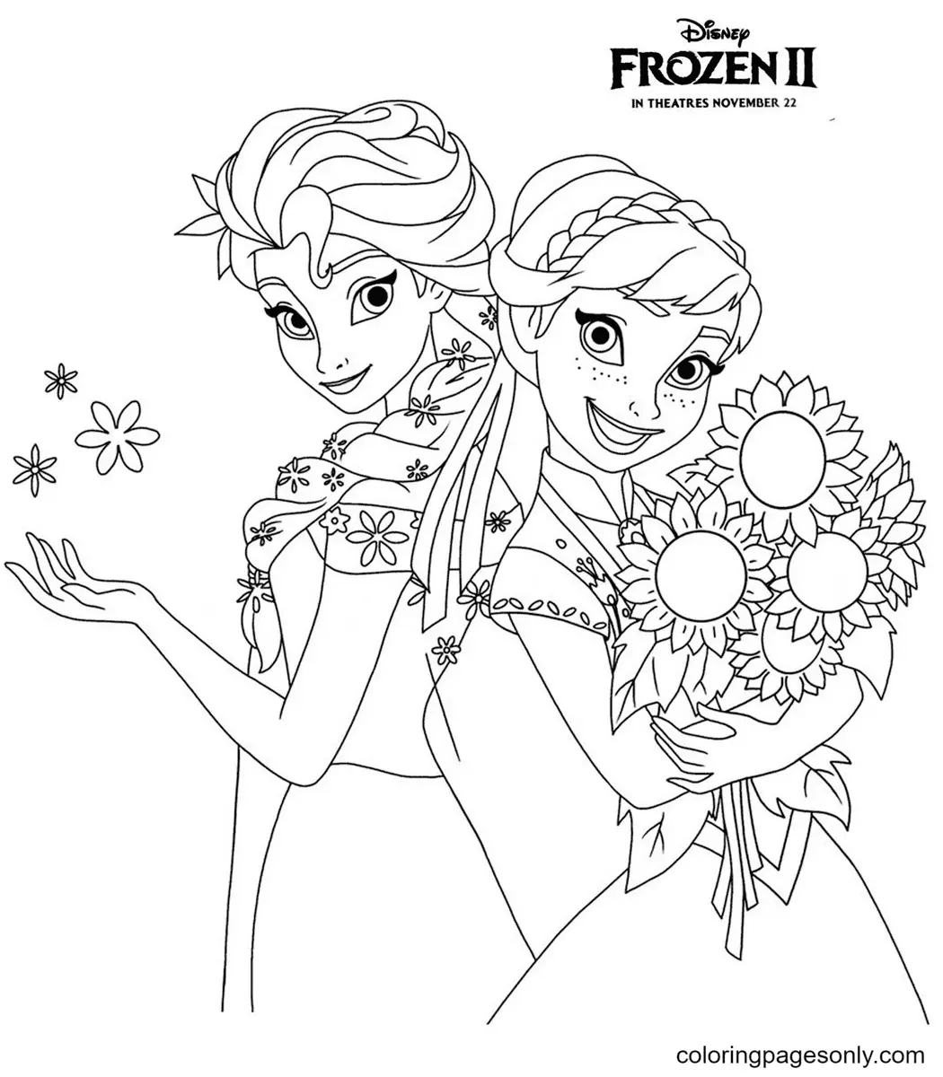 Elsa and Anna Coloring Pages 6