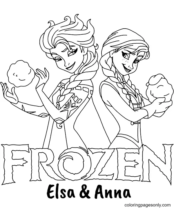 Elsa and Anna Coloring Pages 8