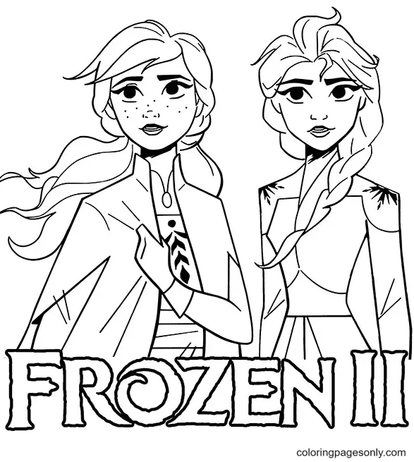 Elsa and Anna Coloring Pages 9