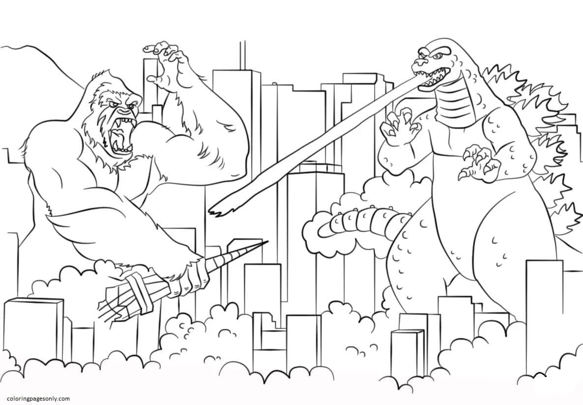 Godzilla Y Kong Para Colorear 10