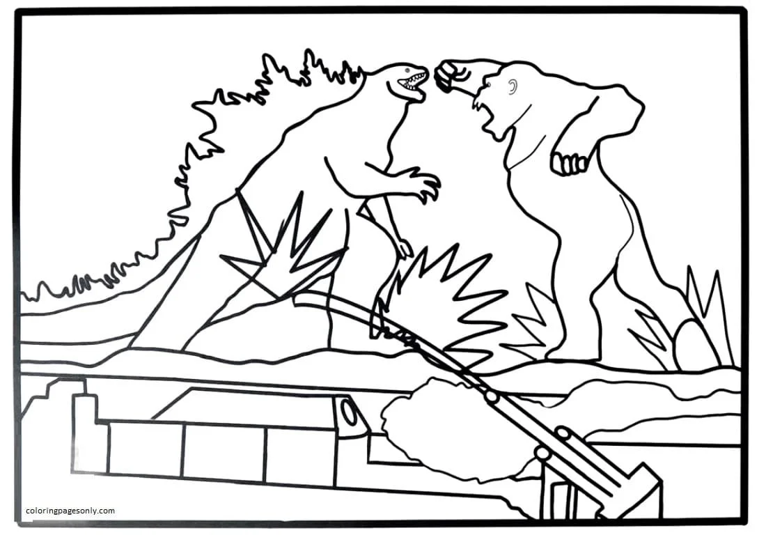 Godzilla Y Kong Para Colorear 11