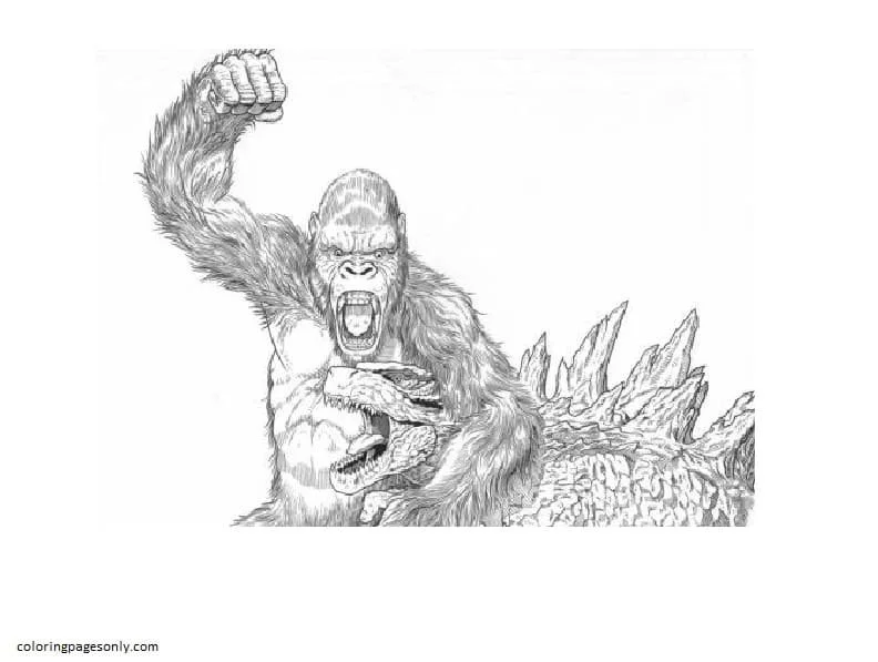 Godzilla Y Kong Para Colorear 15