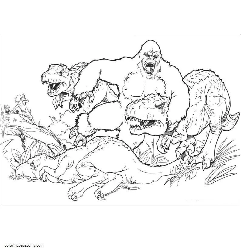 Godzilla Y Kong Para Colorear 16