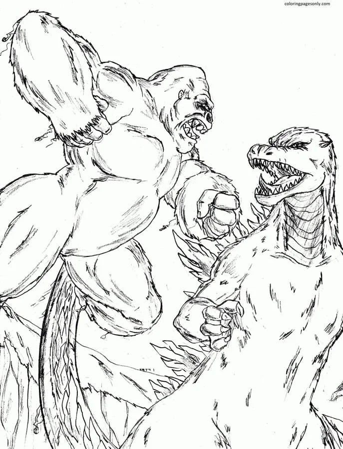 Godzilla Y Kong Para Colorear 22