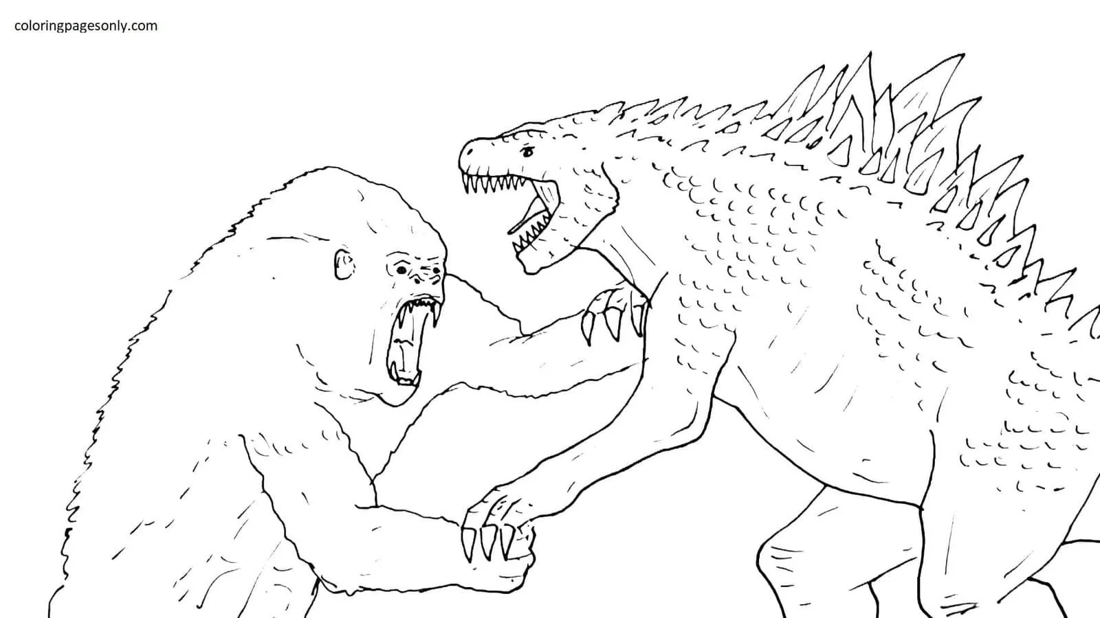 Godzilla Y Kong Para Colorear 24
