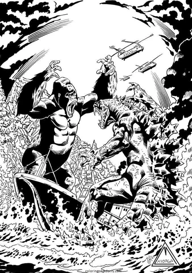 Godzilla Y Kong Para Colorear 25