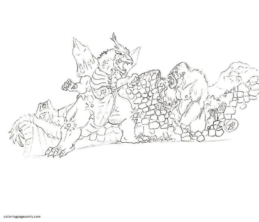 Godzilla Y Kong Para Colorear 28