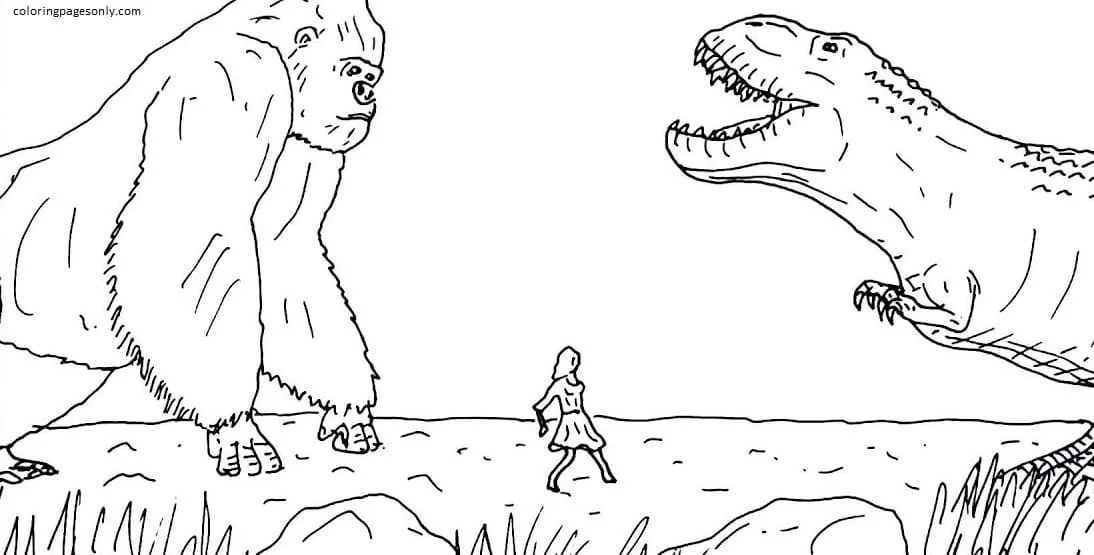 Godzilla Y Kong Para Colorear 3