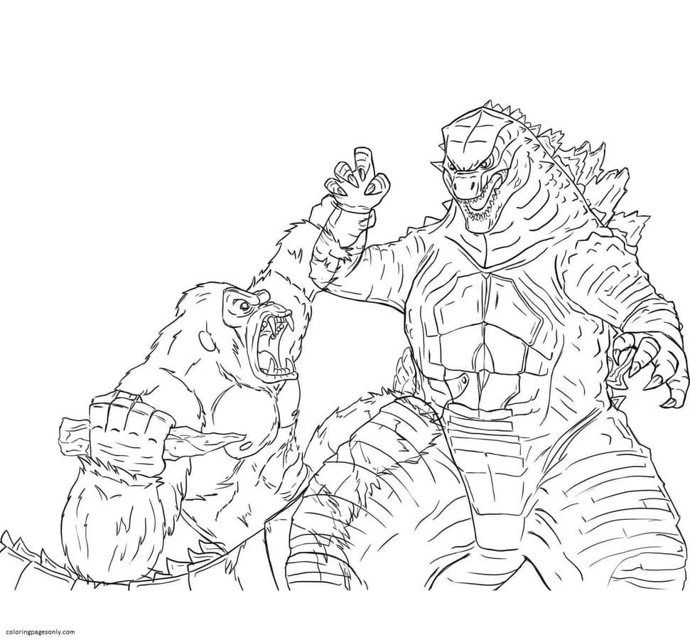 Godzilla Y Kong Para Colorear 6