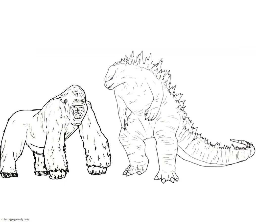 Godzilla Y Kong Para Colorear 9