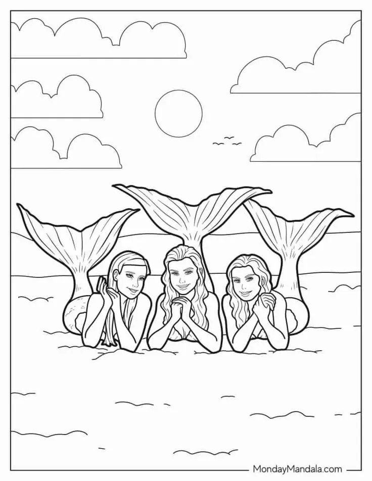 Sirenas H2O para Colorear 1
