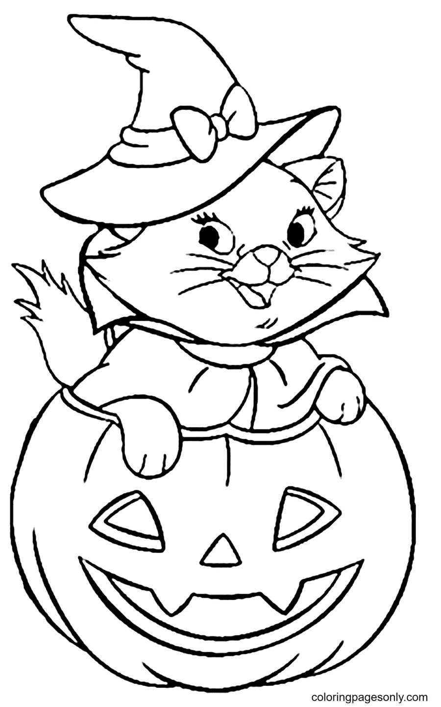 Gatos Halloween Para Colorear 2