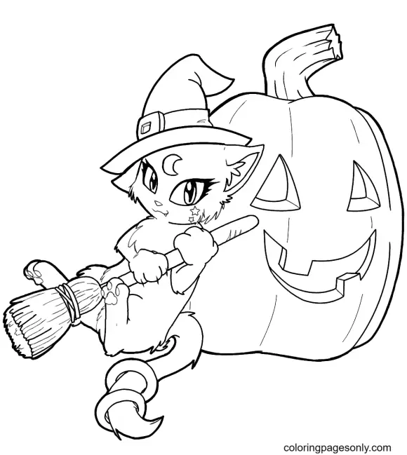 Gatos Halloween Para Colorear 27