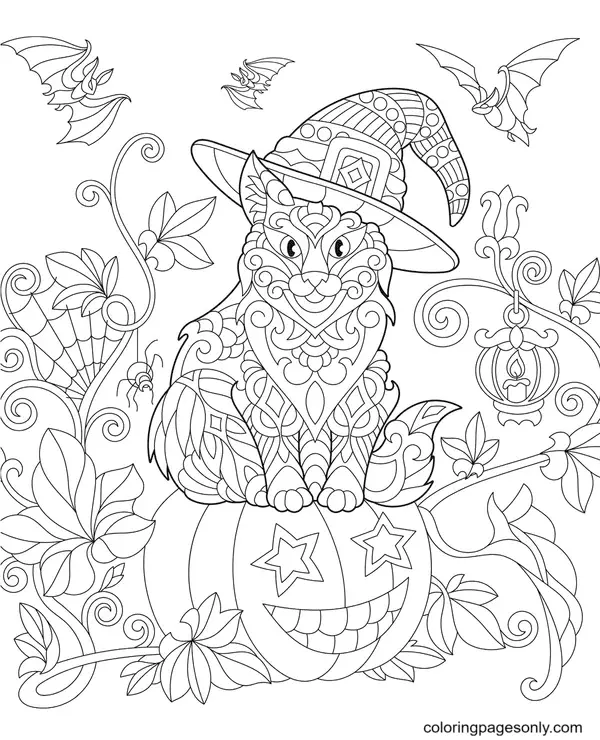Gatos Halloween Para Colorear 32