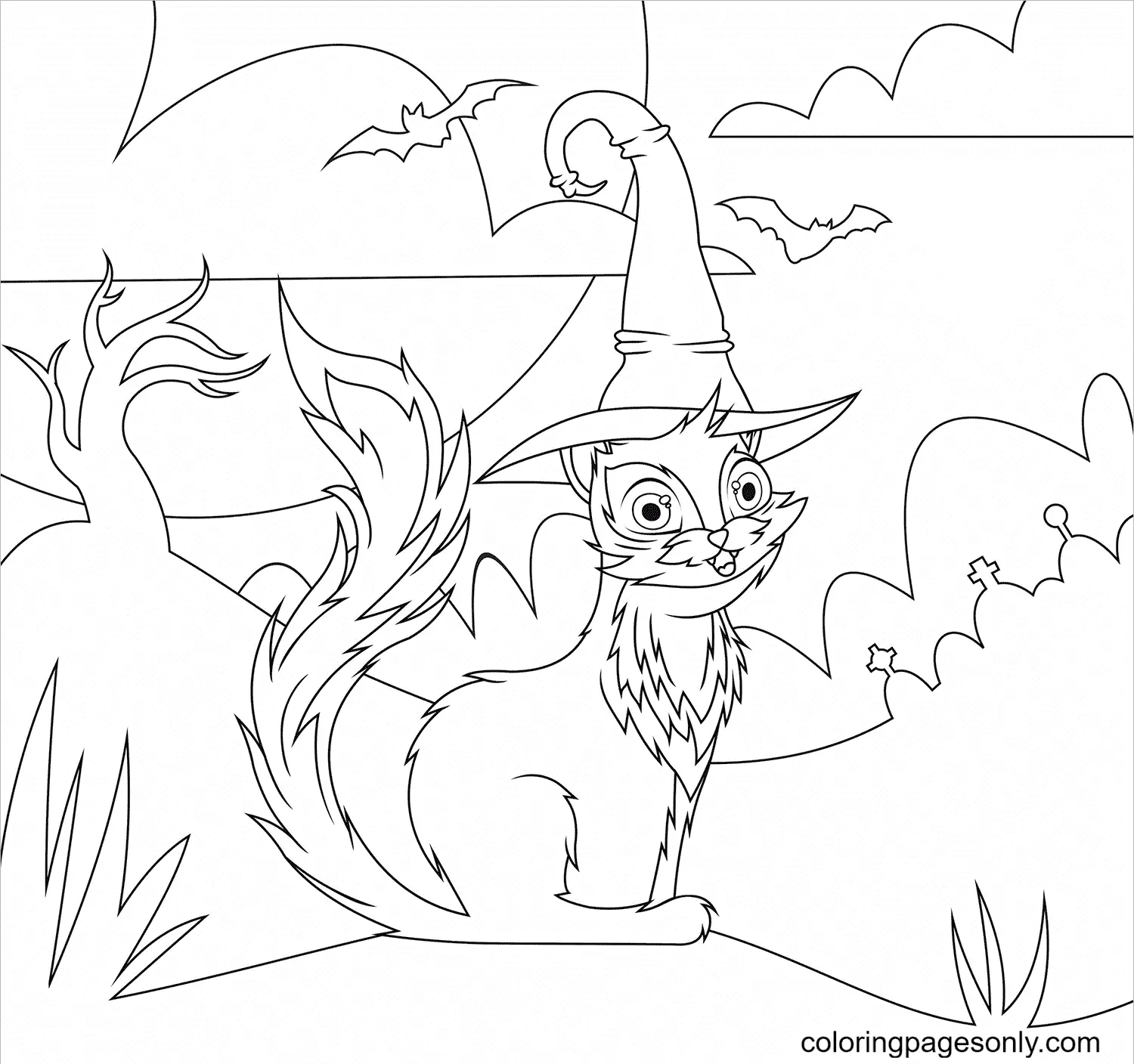 Gatos Halloween Para Colorear 34