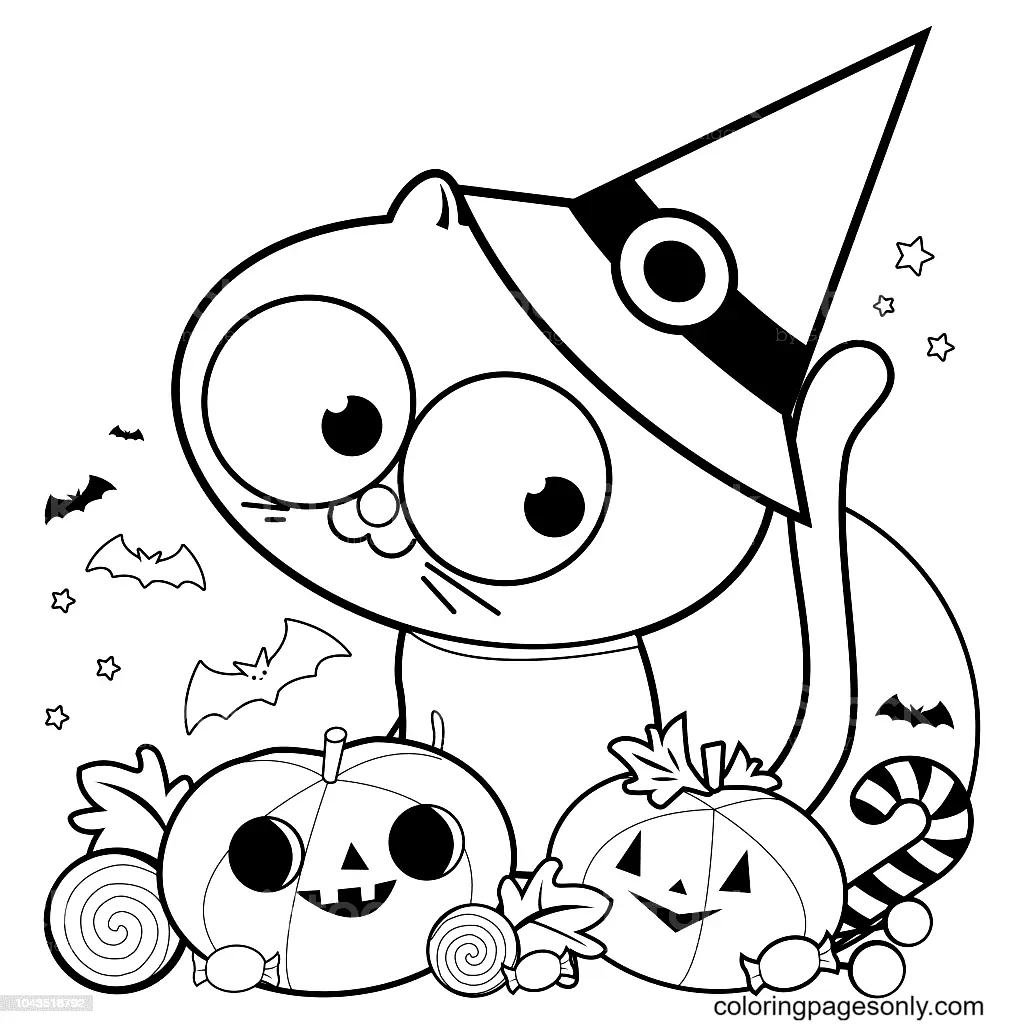 Gatos Halloween Para Colorear 5