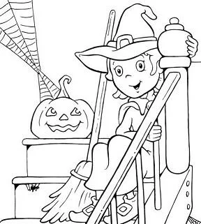 Ausmalbilder Halloween Hexe 104