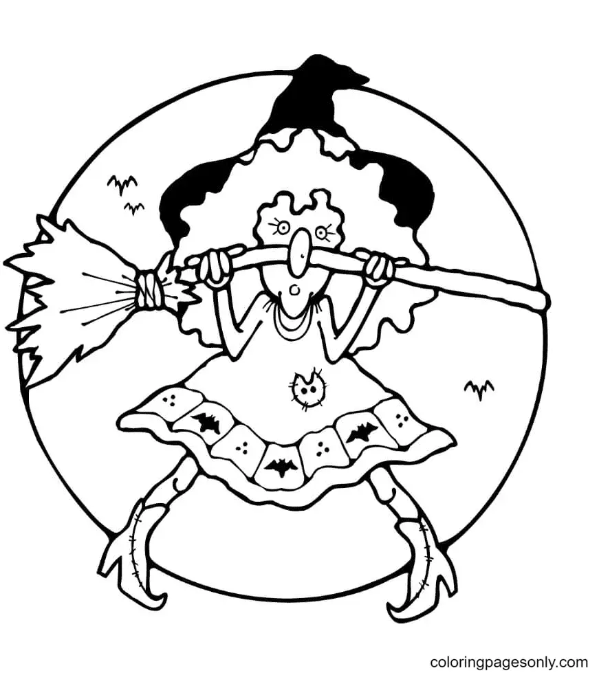 Ausmalbilder Halloween Hexe 108