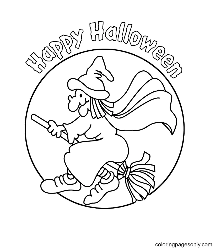 Ausmalbilder Halloween Hexe