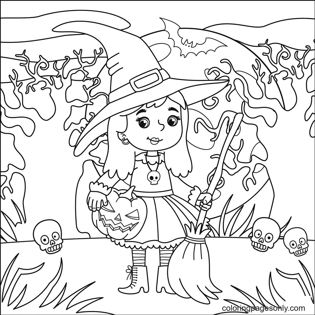 Desenhos de Bruxa de Halloween Para Colorir 52