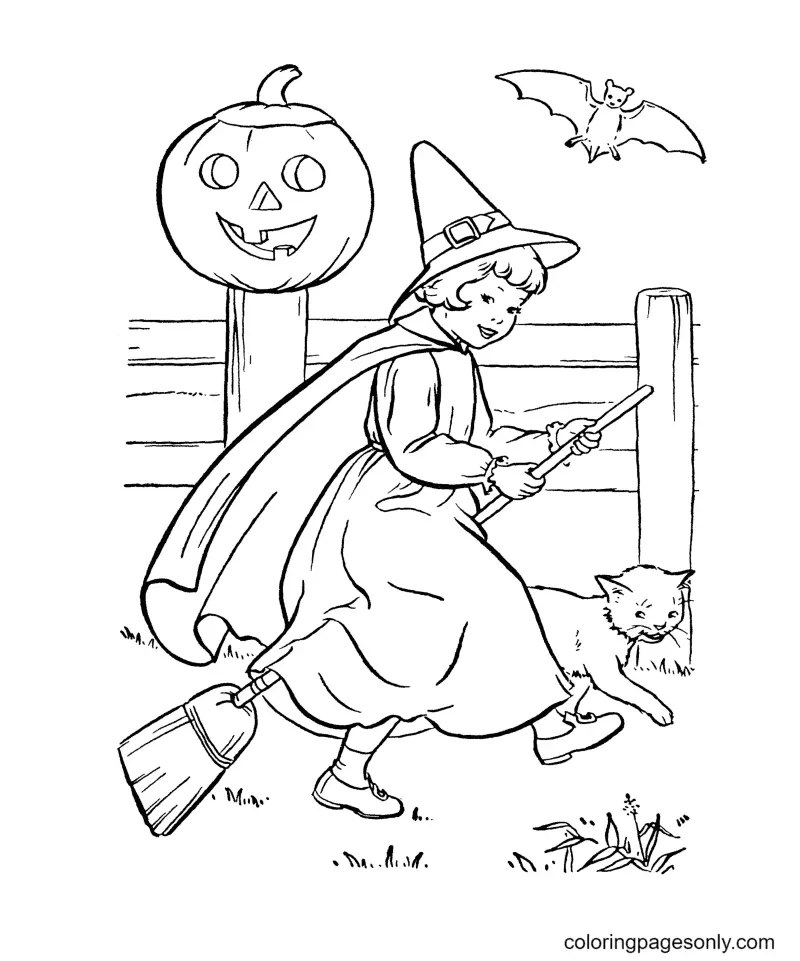 Ausmalbilder Halloween Hexe 68