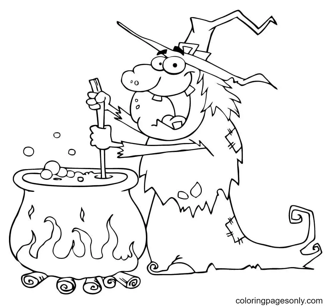 Ausmalbilder Halloween Hexe 75