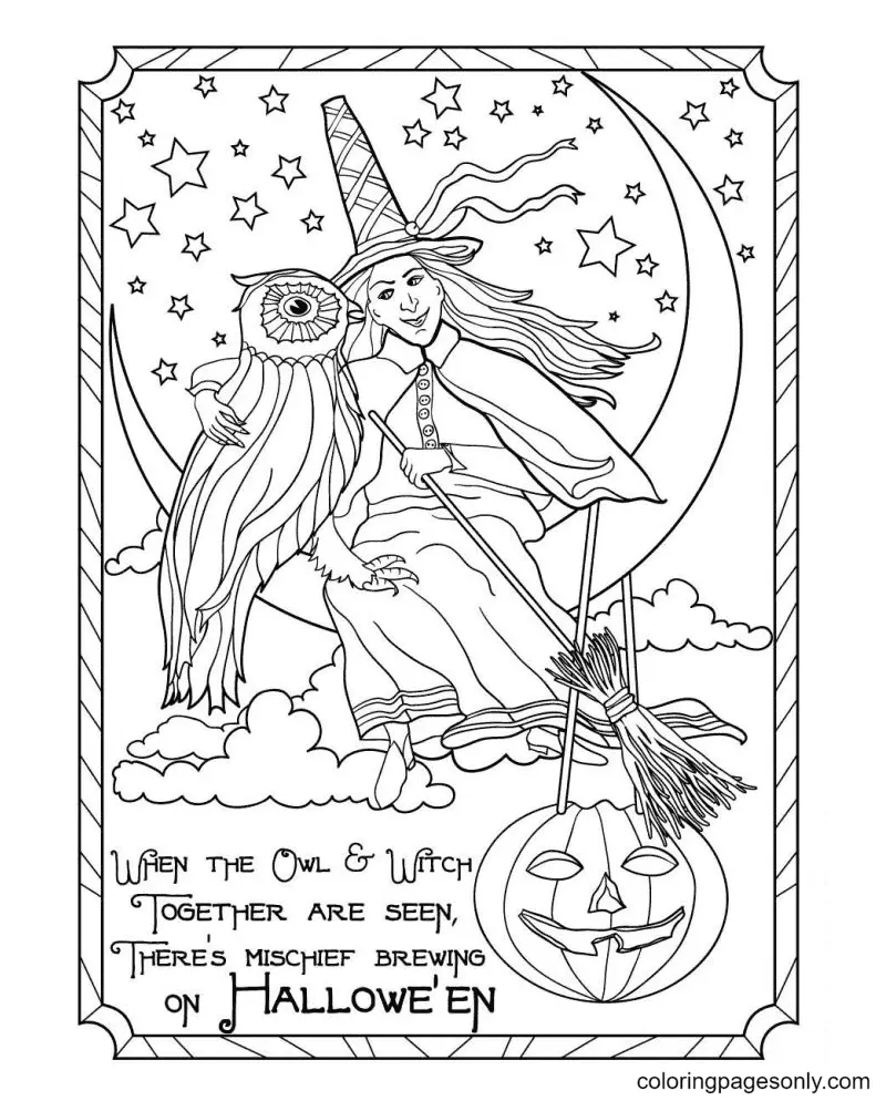 Ausmalbilder Halloween Hexe 79