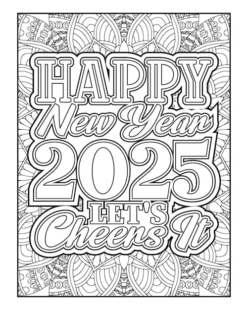 Feliz Ano Novo 2025 Para Colorir 10