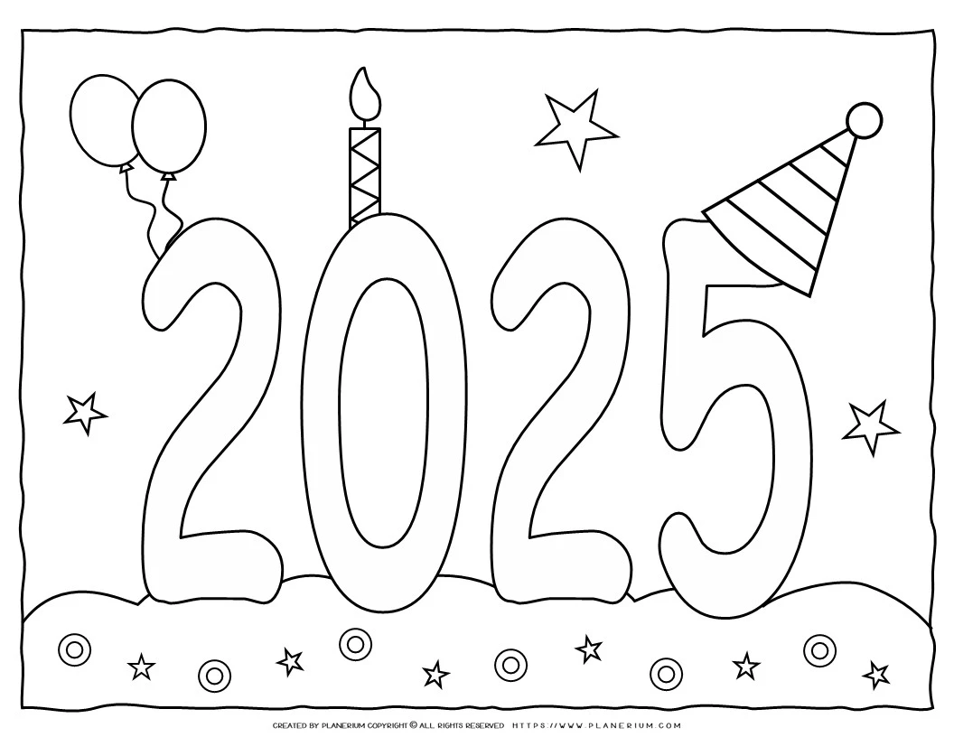 Feliz Ano Novo 2025 Para Colorir 3