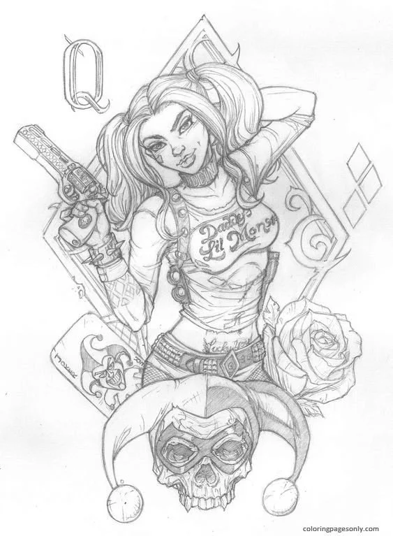 Harley Quinn Para Colorear 2