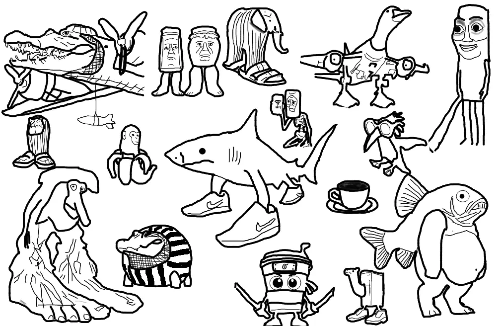 Italian Brainrot para Colorear 14