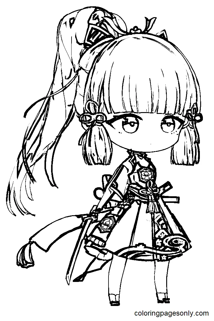 Desenhos de Kamisato Ayaka Para Colorir