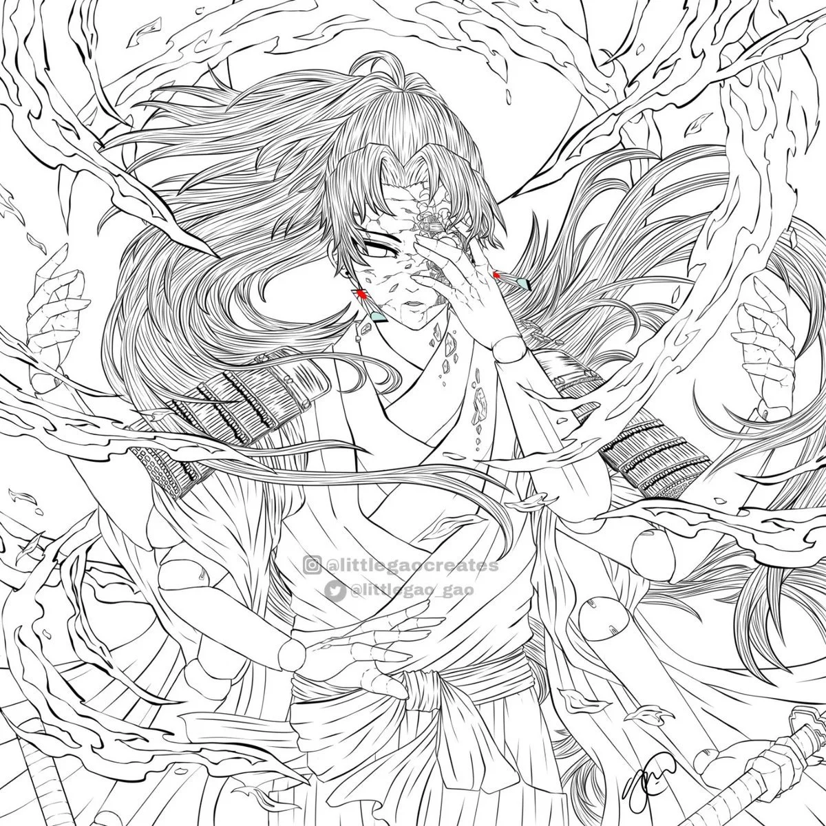 Kokushibo Para Colorir 8