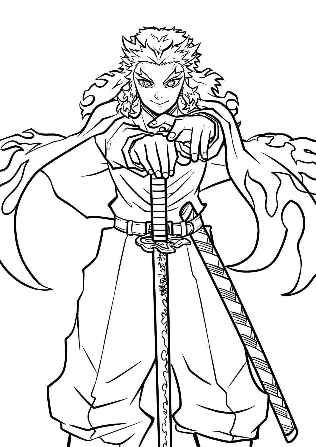 Kyojuro Rengoku Coloring Pages 4